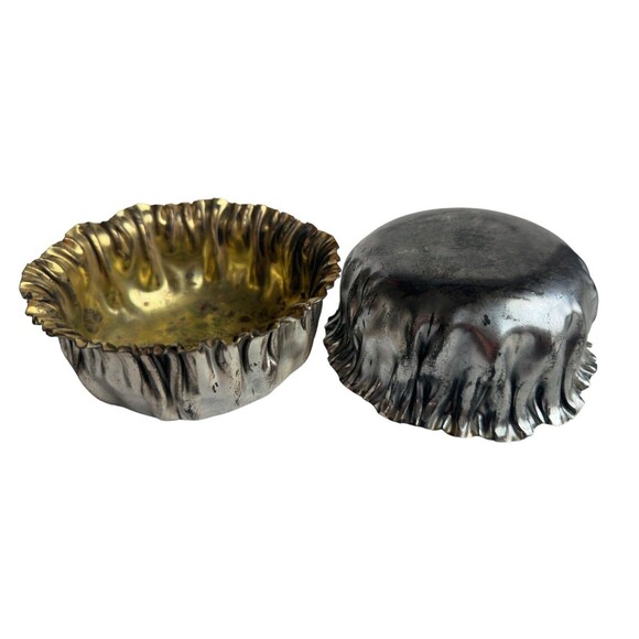 1924 ESG Quadruple Plate 24K Gold Lined 50 Years Bank of Kewaskum Crinkle Bowls - Picture 1 of 13